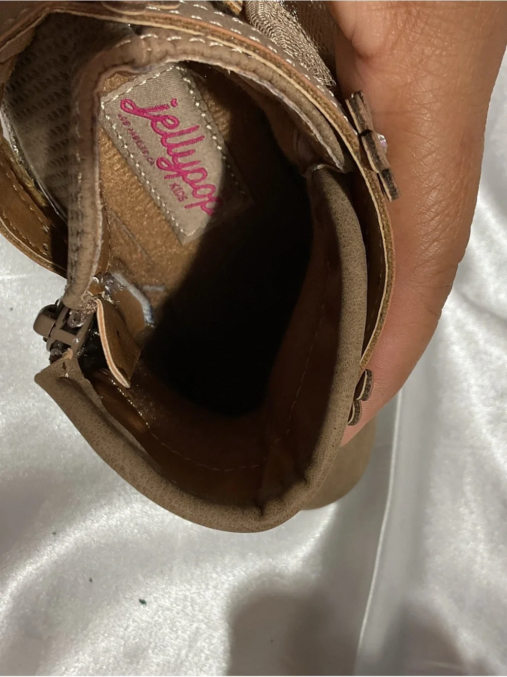Jellypop Girls' Brown Ankle Boots with Braided & Glitter Straps